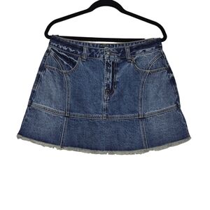 Frye Womens Blue Mustang Wash Flounce Hem Denim Mini Skirt Size 27 NWT